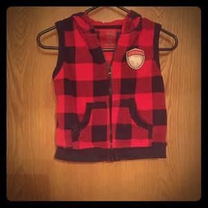 Plaid vest with hoodie